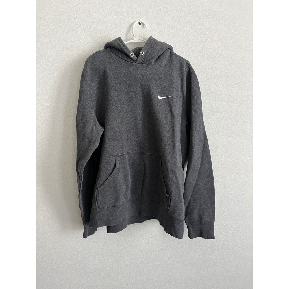Nike Mens XL Charcoal Gray Fleece Pullover Hoodie Embroidered Swoosh Logo